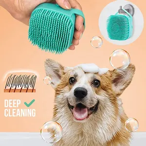 Membersihkan hewan peliharaan & produk perawatan Dispenser sampo silikon lembut sikat mandi pijat anjing kucing hewan peliharaan untuk Dematting dan menghilangkan rambut