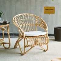 Chaises de loisirs nordiques en rotin et bambou naturel tressé, trois pièces, avec dossier, pour la maison et le balcon - Origine Chine, 1 place