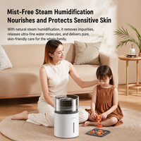 Humidificateur évaporatif 5L à alimentation USB avec affichage LED de l'humidité, faible bruit (<36 dB), lumière changeante de couleur, portable pour chambre à coucher, grande capacité
