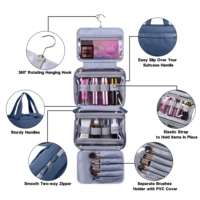 Bolsa de Aseo Expandible con Bolsillos Dispersos, Multifuncional, de Poliéster con Diamantes Rosados