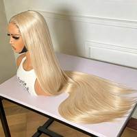Cabello Remy Indio 613 HD para Peluca, con Nudos Decolorados Transparentes, Sin Pegamento, Largo, 180-400g