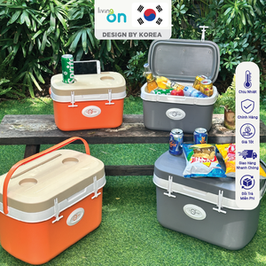 กล่องเก็บความเย็นแบบตั้งโต๊ะ ดีไซน์รักษ์โลก ขนาด 25 ลิตร + 11 ลิตร สำหรับกิจกรรมในร่ม/กลางแจ้ง ผลิตในเวียดนาม วัสดุ PP อเนกประสงค์สำหรับใส่อาหาร - Product Image 6