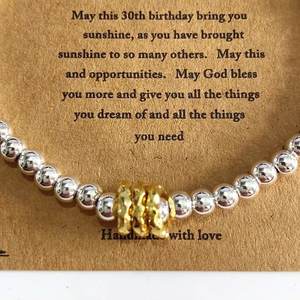 Bracelet de perles de pierre rondes de 4mm 30e/40e/50e/60e/70e <span class=keywords><strong>anniversaire</strong></span> cadeau Bracelet avec cartes de vœux pour maman, femme, grand-mère - Product Image 5