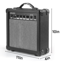 Amplificateur de guitare électrique 20 watts, amplificateur portable, entrée casque, gain, commandes de basses et de aigus, réduction du bruit, câble (noir)