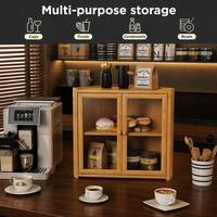 Contenitore per Pane in Legno ad Angolo con Porte in Vetro, Design Triangolare a Due Livelli, per Conservare Prodotti da Forno e Bagel
