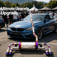 Système d'échappement Catback à valves en acier inoxydable 304 durable de style course, avec embouts quadruples bleus brûlés pour BMW 540i