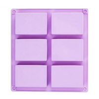 Moules à savon en silicone rectangulaires à 6 cavités personnalisés pour artisanat fait maison Moule à savon Plateau à glaçons pour cupcakes, muffins, gâteaux au café et pud