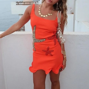 Summer New Fashion Pentagram <b>Sequins</b> Embroidery Women's Mini Halter Ruffle Dresses Fashion - Product Image 6