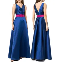 Новый дизайн, атласные женские платья с V-образным вырезом для выпускного вечера, официальное традиционное вечернее платье