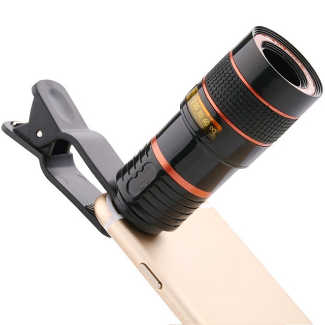 12x Optical Glass Telephoto Zoom Lens Clip-On Camera Attachment for Smartphone Photography and Travel