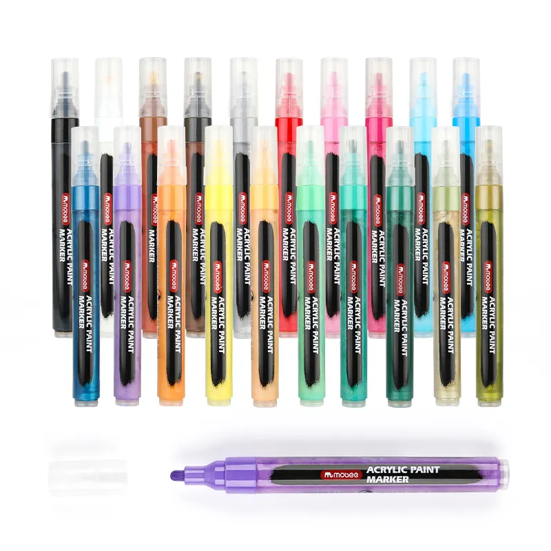 Mobee P-966B-20 individuelles Logo große Kapazität wasserbasierte Acrylfarbe Marker-Stift-Set für Zeichnungsstudenten