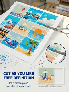 Peinture au diamant sur toile rectangulaire DIY, <span class=keywords><strong>paysage</strong></span> marin, décoration moderne pour la maison, kit de peinture murale, impression UV, peinture par numéros - Product Image 3