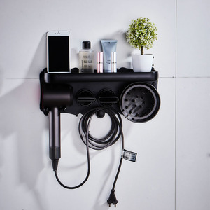 Hair Dryer Holder Bathroom Wall-Mounted No-Drill Multifunctional Space Aluminum Alloy Oxidized Finish Magnetic <strong>Suction</strong> 20kg - Product Image 2
