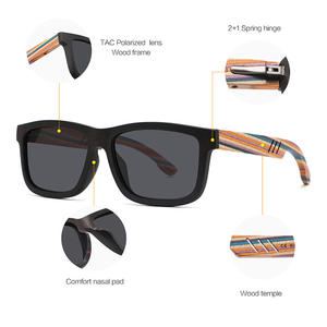 Lunettes de soleil en bois Conchen, monture carrée, polarisées UV400, unisexe, mode, voyage, conduite W3080 - Product Image 3