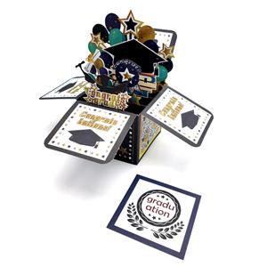 Carte de vœux 3D en forme de chapeau de diplômé fait main, best-seller, pour la saison des diplômes, décoration de fête et messages - Product Image 2