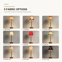 Lámpara de Mesa LED Ambiental Recargable Inalámbrica con Control Táctil y Pantalla de Tela Plisada con Diseño Floral Vintage Francés