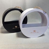 Boîte cadeau en papier avec découpe ronde pour fleurs, avec cordelette de suspension, pour emballage de bouquets floraux, vente en gros