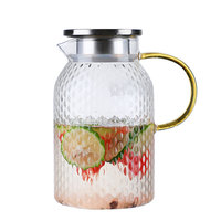 Bouilloire en verre grande capacité 1,8 L, écologique, avec bord doré, résistante aux hautes températures, design moderne, pour la maison, avec couvercle