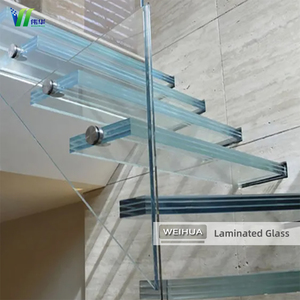 Escalier contemporain moderne en verre transparent avec marches en verre trempé renforcé, <span class=keywords><strong>garde</strong></span>-<span class=keywords><strong>corps</strong></span> en métal pour villas, balcon, usage commercial - Product Image 1