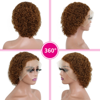 Perruques de Cheveux Humains Courts Bouclés Coupe Pixie pour Femmes Noires, Frontal en Dentelle Complète 13x4, Perruques Courtes Pixie Cheveux Humains Brésiliens En Gros