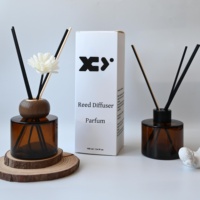 Bouteille de Luxe en Verre Ambré Vide pour Diffuseur à Bâtonnets, Ronde, 100 ml 120 ml, pour Huile Parfumée, Avec Bouchon