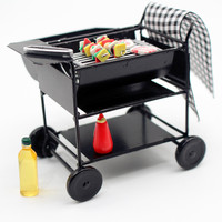 Miniature Barbecue de Jardin pour Maison de Poupée, Accessoire Extérieur, Réplique de Barbecue en Fer, Décoration de Scène OB11, Modèle de Jeu Alimentaire, Cadeau