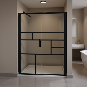 Paroi de douche Walk-in en verre ESG transparent 45,3 x 76,8 pouces avec cadre, design minimaliste pour salle de douche, modèle D0100H74DX2 - Product Image 2