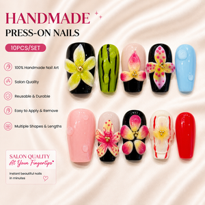 <span class=keywords><strong>Uñas</strong></span> Postizas de Lujo Premium Hechas a Mano con Flores Tropicales en 3D, <span class=keywords><strong>Uñas</strong></span> Acrílicas Reutilizables de Forma Cuadrada Corta, <span class=keywords><strong>Uñas</strong></span> Falsas Personalizadas al por Mayor - Product Image 1