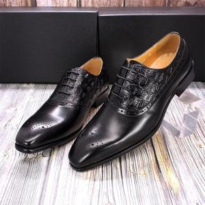 Nuevos Zapatos Oxford de Hombre con Cordones y Punta en Pico, de Cuero, Elegantes para Bodas, Hechos a Medida, Disponibles al por Mayor - Product Image 1