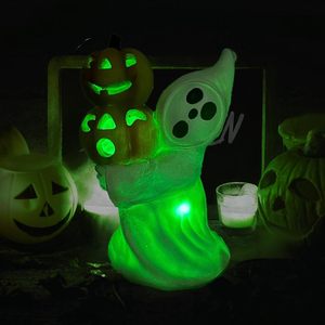 Figuritas de calabaza de miedo de Halloween, estatuas de Halloween de miedo de resina iluminadas rústicas para fiesta de vacaciones, decoraciones de patio de porche en casa - Product Image 4
