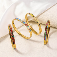 Acier inoxydable fin 18K or émail fleur en forme de fermoir à pression bracelets bracelets