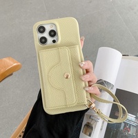 Étui de téléphone en cuir PU en stock avec cordon et protection contre les chocs pour 17/16/15/14, design sportif, poche pour carte d'identité