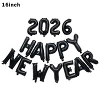 Guirlande de ballons gonflables personnalisée 2026 pour le Nouvel An, avec bannière en aluminium, lettres et chiffres, décoration de fond festif