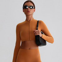 Veste de gymnastique à manches longues à fermeture éclair élastique pour femmes 2025 écologique pour la course à pied Pilates & Yoga-Top de haute qualité