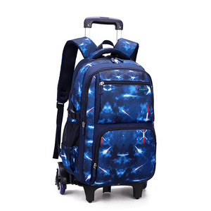 Waterproof Polyester Lining School Backpack Trolley <b>Bag</b> with Zipper Closure Wheeled for Boys and Girls Students - Product Image 1