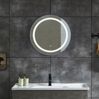 Miroir de bain lumineux à LED pour hôtels pour le maquillage Design rond moderne argenté design graphique
