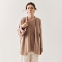 Cardigan en mélange de cachemire sur mesure, vente en gros, cachemire de Mongolie intérieure, laine de cachemire unie, pull en tricot épais, manteau d'automne, haut en cachemire pour femmes