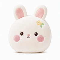 Peluche Lapin Rond Personnalisée en Gros, Jouet Doux Mochi pour Décoration de Pâques, Coussin Lapin Brodé de Fleurs, OEM