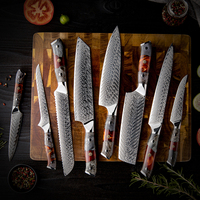 Ensemble de 3 couteaux de chef de cuisine damas en acier damassé japonais premium Couteaux de cuisine à désosser pour sushi