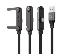Câble de charge 2-en-1 240W avec support de téléphone USB-C en nylon tressé, transfert de données Type-C pour téléphones portables et appareils photo