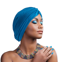 Bonnet plissé pour femmes indiennes, turbans, chapeaux musulmans, bonnet extensible en polyester, couleur unie, turban chimio pour femmes atteintes de cancer, couvre-chef