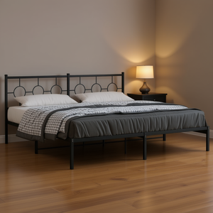 Base de Cama Doble de Acero con Recubrimiento de Polvo Negro, Muebles de Dormitorio Metálicos, Diseño Industrial - Product Image 2