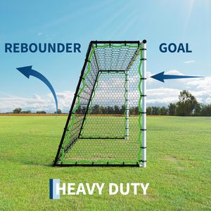 But de football pliable 6x4FT en tube d'acier avec filet de rebond et mur de protection pour usage extérieur - Product Image 2