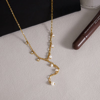 Parelketting, licht luxe niche-accessoire voor titanium stalen ketting, sleutelbeenketting, sieraden, roestvrijstalen modekettingen