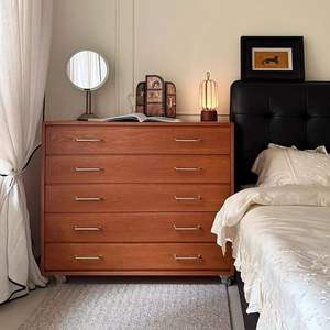 <span class=keywords><strong>Commode</strong></span> murale à cinq tiroirs en <span class=keywords><strong>bois</strong></span> massif, style rétro du milieu du siècle, pour chambre à coucher - Product Image 2