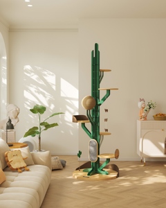 Capsule <b>Scratching</b> Carbon Steel Spraying Frame Hemp Rope Column Sisal <b>Post</b> Solid Rubber Wood Pet Climbing Toy Tree Tower - Product Image 4