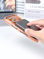 Coque Magnétique Transparente de Luxe Personnalisable avec Logo pour iPhone 18 17, Couleurs Contrastées, Anti-chute, Hybride PC TPU, Protection Arrière Antichoc, Lentille Métallique