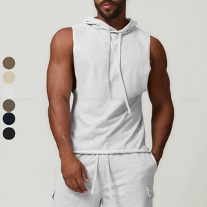 Vente en gros de vêtements de <span class=keywords><strong>musculation</strong></span> débardeur <span class=keywords><strong>sans</strong></span> manches à capuche pour hommes - Product Image 1