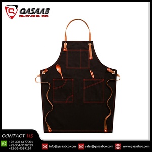 Barberos-Peluquería Cuero transpirable Vintage-Salón Heavy-duty Lona-cuero Herramientas trabajadas Delantales Con 2 bolsillos - Product Image 6