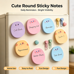 Blocs-notes autocollants ronds mignons SK, colorés, à motifs de dessins animés, faciles à décoller, pour l'école - Product Image 6
